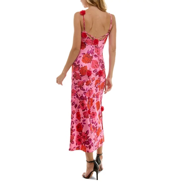 Crystal Sky NWT Floral Satin Slip Dress – Pink/Red – Size Large - Picture 3 of 16